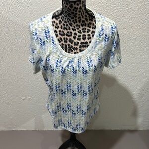 Tribal Blue and Green Patterned Women's Top